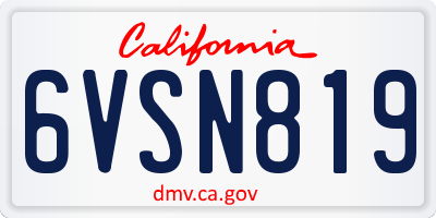 CA license plate 6VSN819
