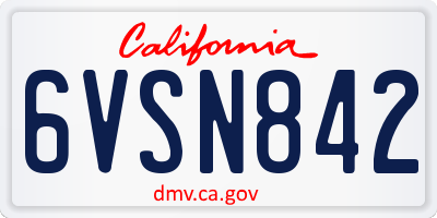 CA license plate 6VSN842