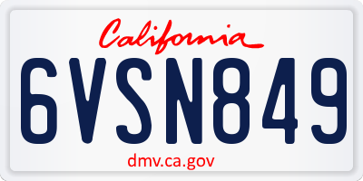 CA license plate 6VSN849