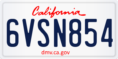 CA license plate 6VSN854