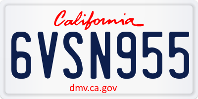 CA license plate 6VSN955