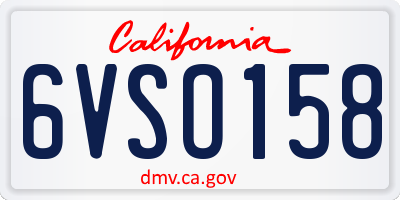 CA license plate 6VSO158