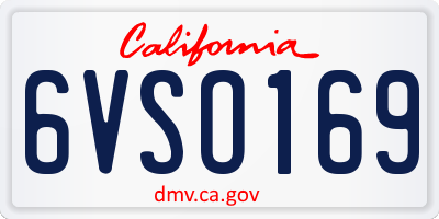 CA license plate 6VSO169