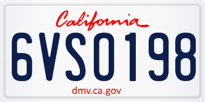 CA license plate 6VSO198