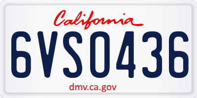 CA license plate 6VSO436