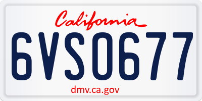CA license plate 6VSO677