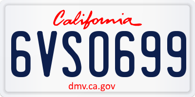 CA license plate 6VSO699