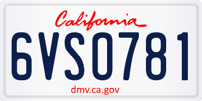 CA license plate 6VSO781