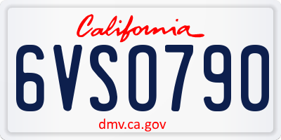 CA license plate 6VSO790