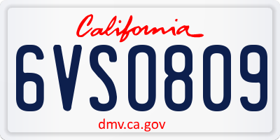 CA license plate 6VSO809