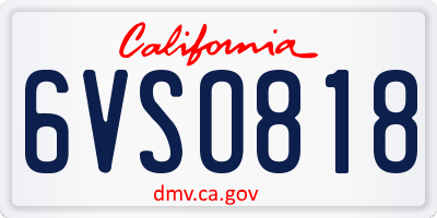 CA license plate 6VSO818