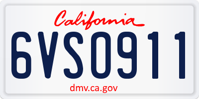 CA license plate 6VSO911