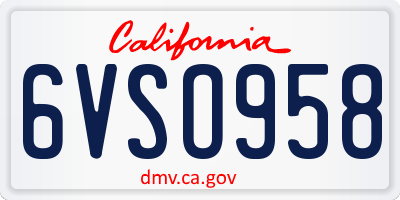CA license plate 6VSO958