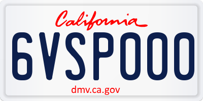 CA license plate 6VSP000