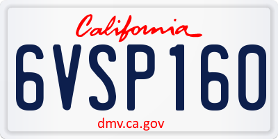 CA license plate 6VSP160