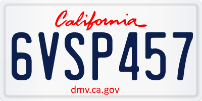 CA license plate 6VSP457
