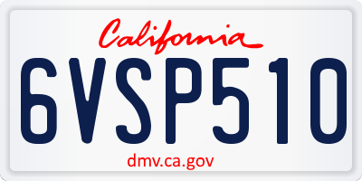 CA license plate 6VSP510
