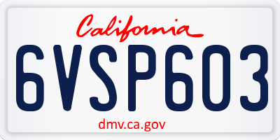 CA license plate 6VSP603