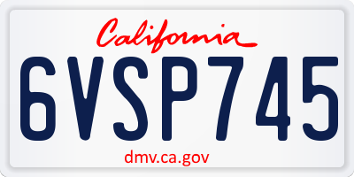 CA license plate 6VSP745