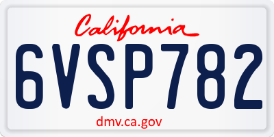 CA license plate 6VSP782