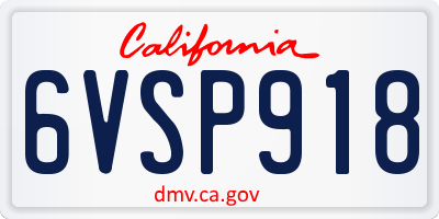 CA license plate 6VSP918