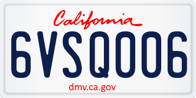 CA license plate 6VSQ006