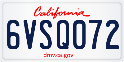 CA license plate 6VSQ072