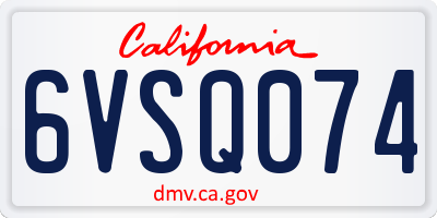 CA license plate 6VSQ074