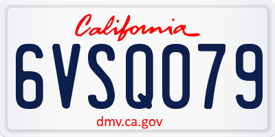 CA license plate 6VSQ079