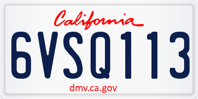CA license plate 6VSQ113