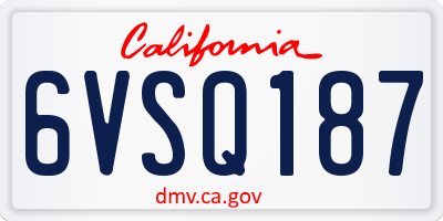CA license plate 6VSQ187