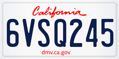 CA license plate 6VSQ245