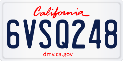 CA license plate 6VSQ248