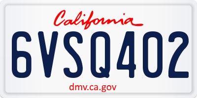 CA license plate 6VSQ402