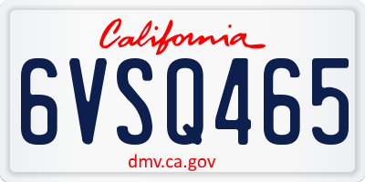 CA license plate 6VSQ465