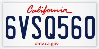 CA license plate 6VSQ560