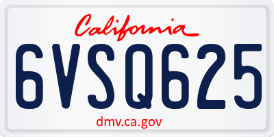 CA license plate 6VSQ625
