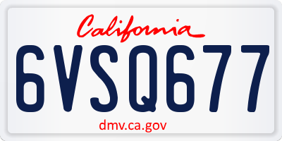 CA license plate 6VSQ677