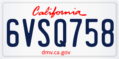 CA license plate 6VSQ758