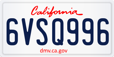 CA license plate 6VSQ996