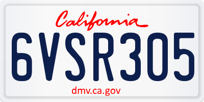 CA license plate 6VSR305