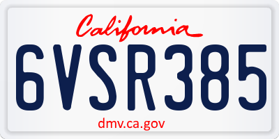 CA license plate 6VSR385