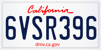 CA license plate 6VSR396