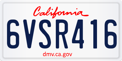 CA license plate 6VSR416