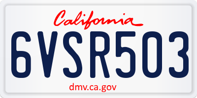 CA license plate 6VSR503