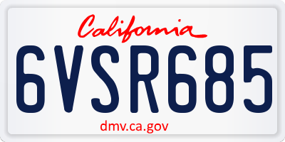 CA license plate 6VSR685