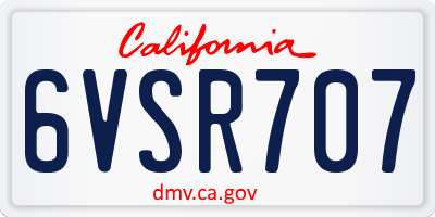CA license plate 6VSR707