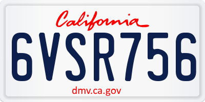 CA license plate 6VSR756