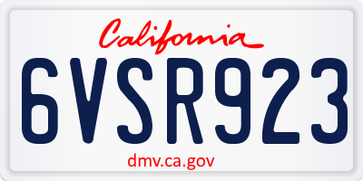 CA license plate 6VSR923