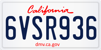 CA license plate 6VSR936